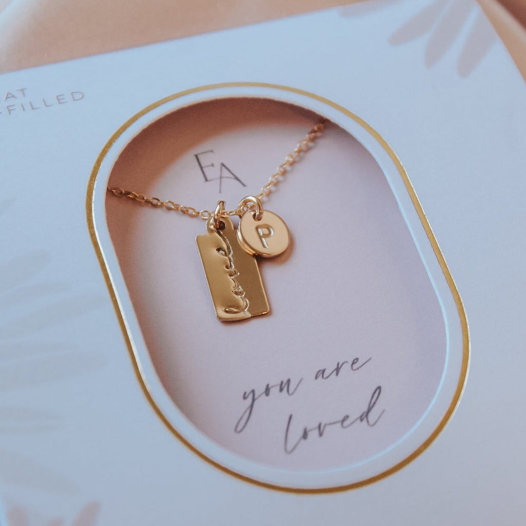 Love Bar Initial Necklace
