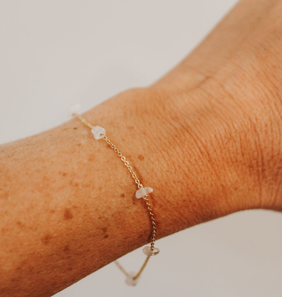 Moonstone Chip Chain Bracelet