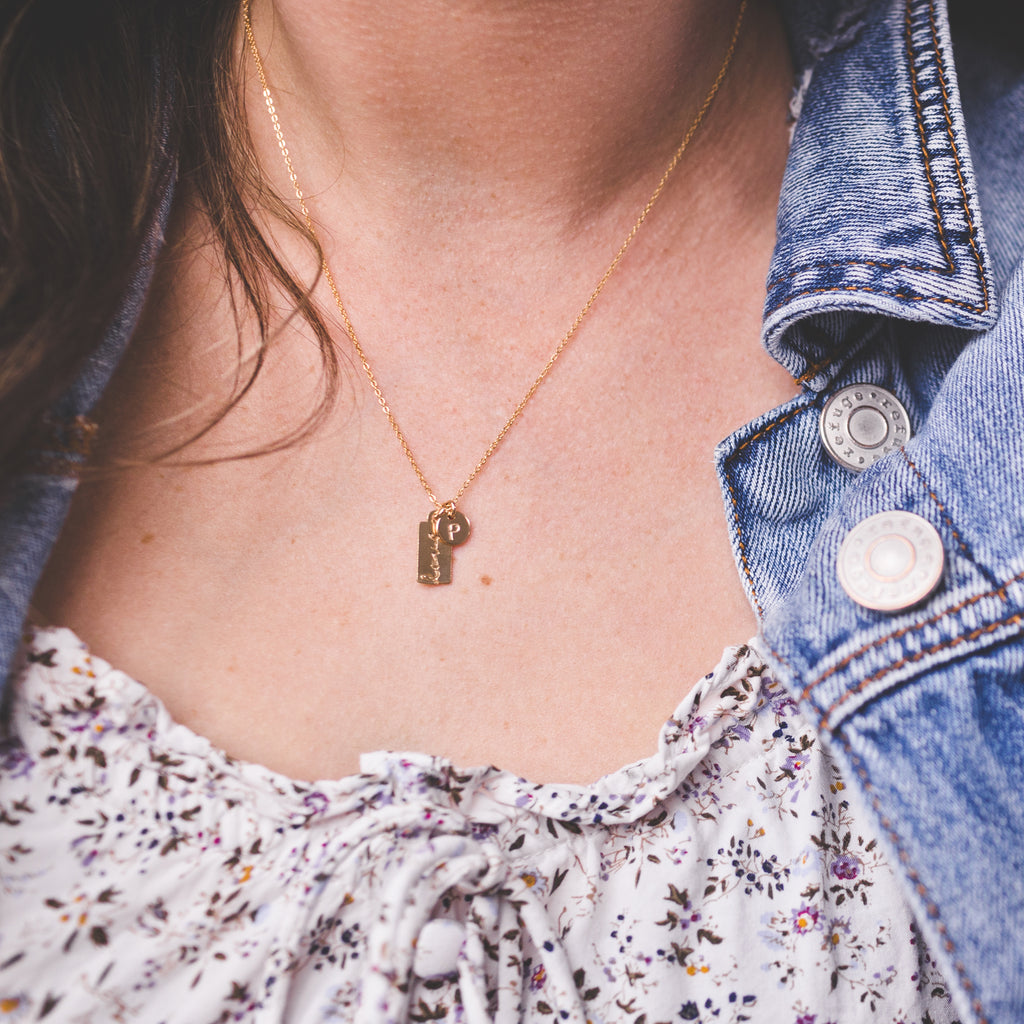 Love Bar Initial Necklace
