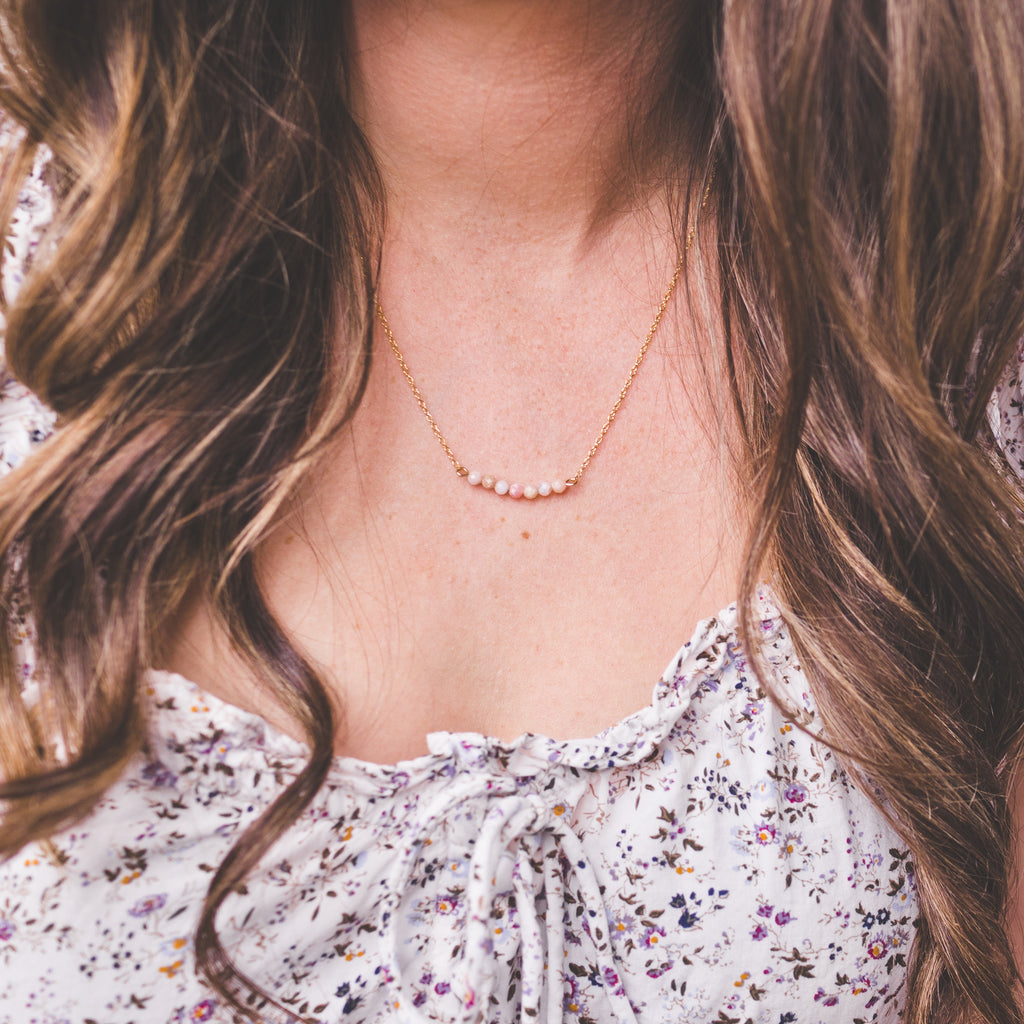 Pink Opal Curved Necklace