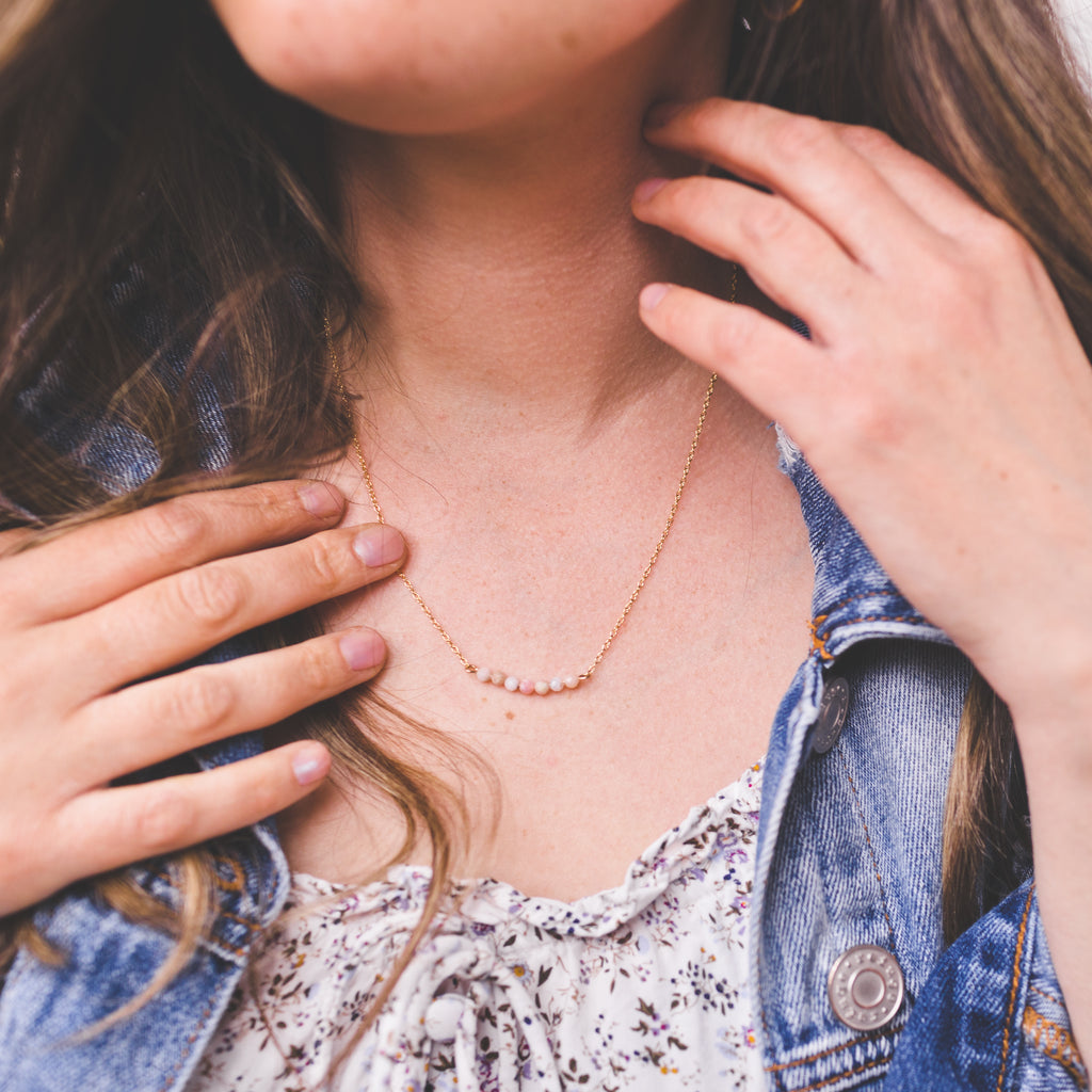 Pink Opal Curved Necklace