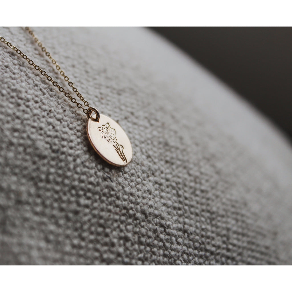 March Birth Flower Necklace- Daffodil