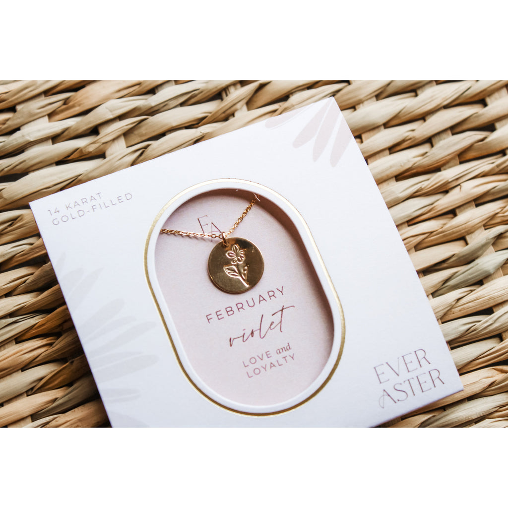 February Birth Flower Necklace - Violet