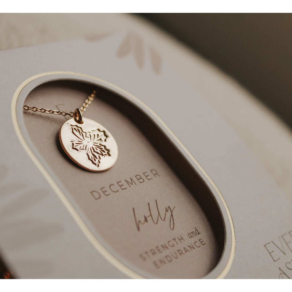 December Birth Flower Necklace - Holly