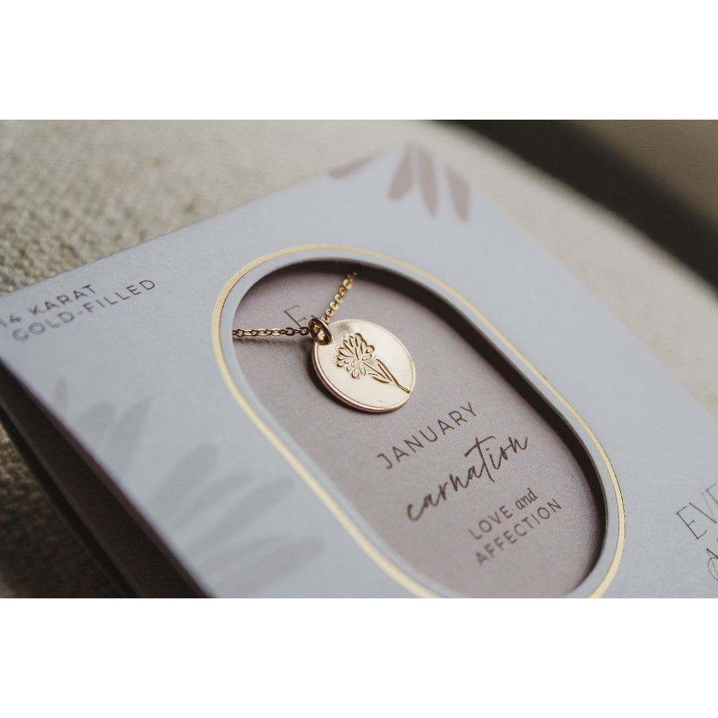 January Birth Flower Necklace - Carnation