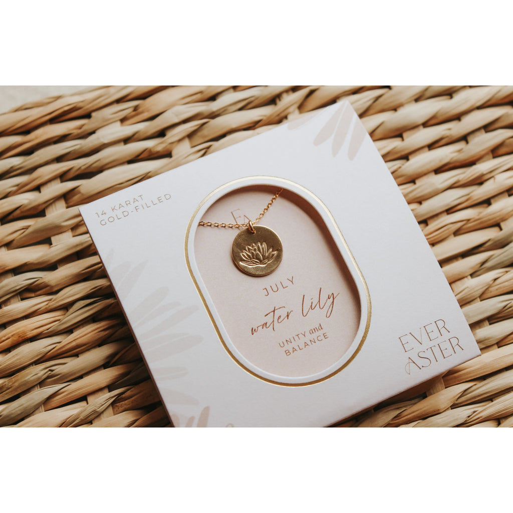 July Birth Flower Necklace - Waterlily