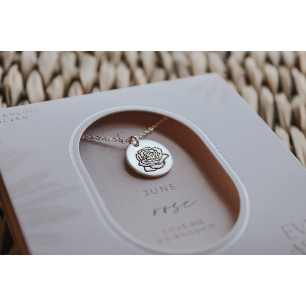 June Birth Flower Necklace - Rose