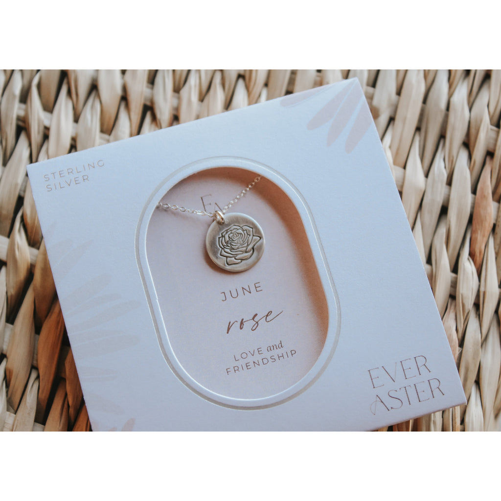 June Birth Flower Necklace - Rose