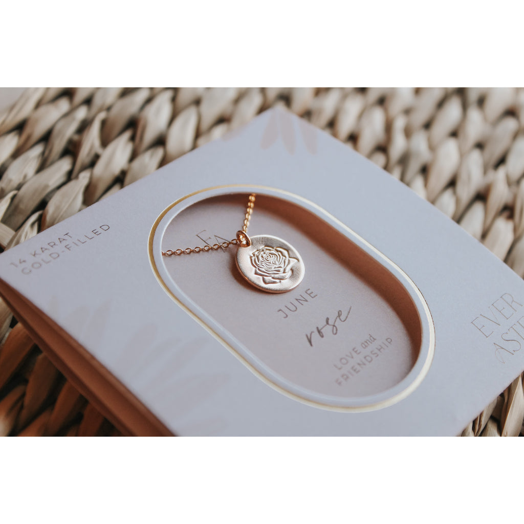 June Birth Flower Necklace - Rose