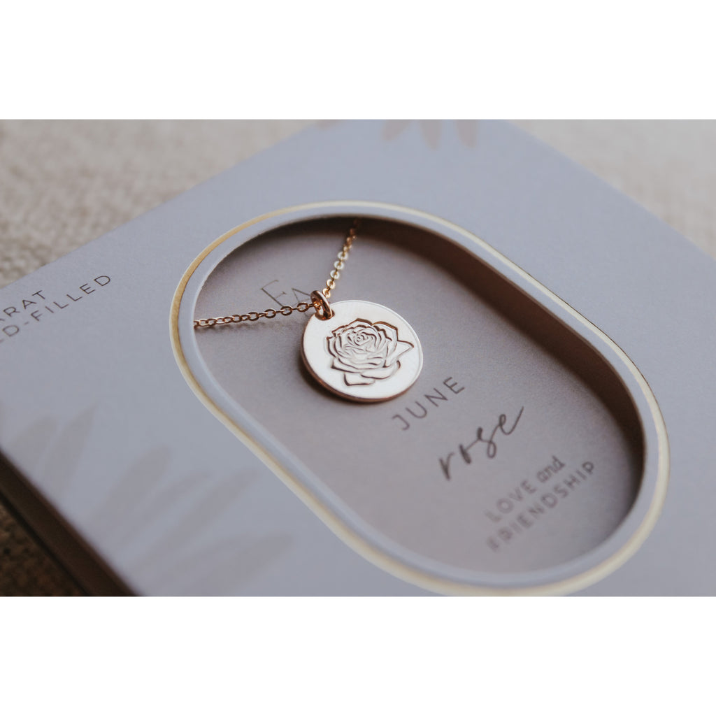 June Birth Flower Necklace - Rose