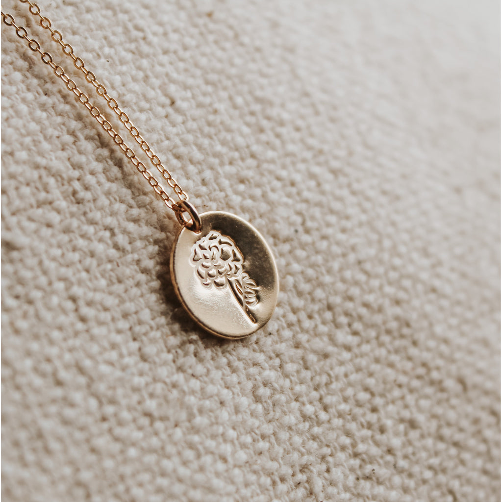 October Birth Flower Necklace - Marigold