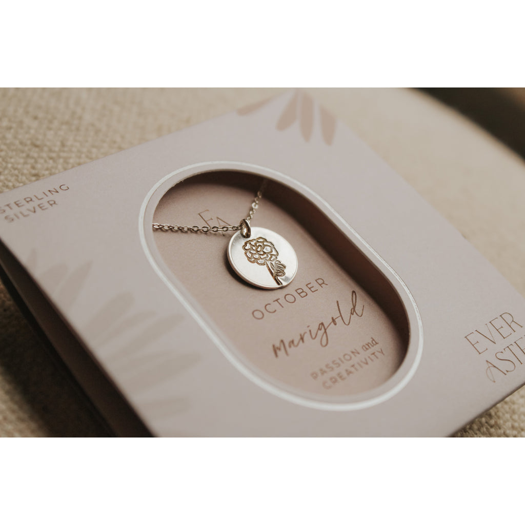 October Birth Flower Necklace - Marigold