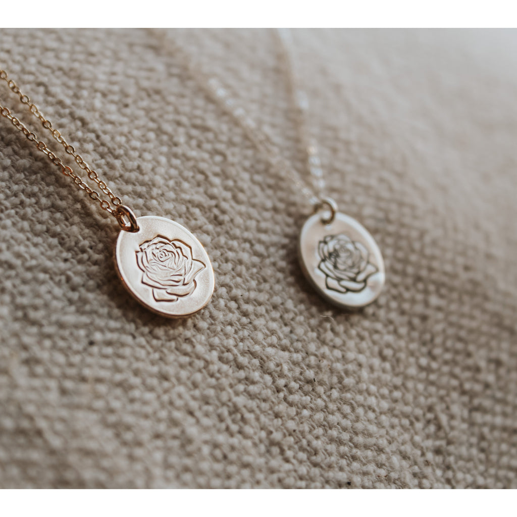 June Birth Flower Necklace - Rose
