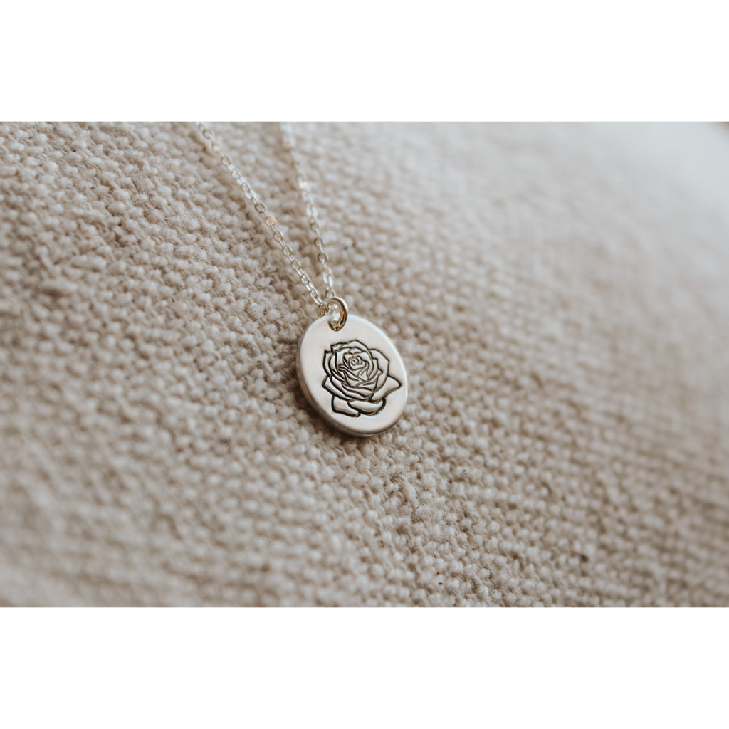 June Birth Flower Necklace - Rose
