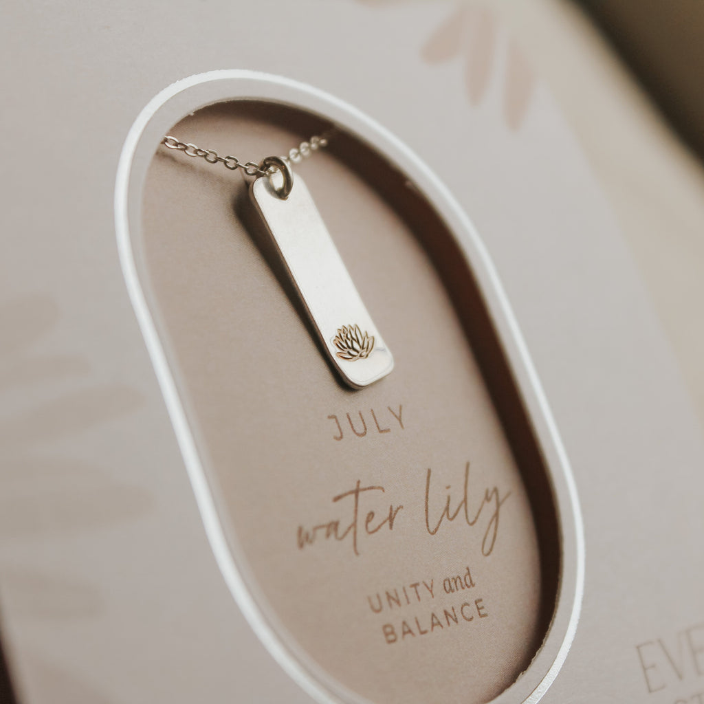 Birth Month Flower Bar Necklace