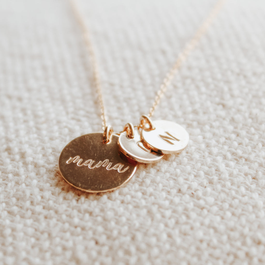 Mama Script Initial Necklace