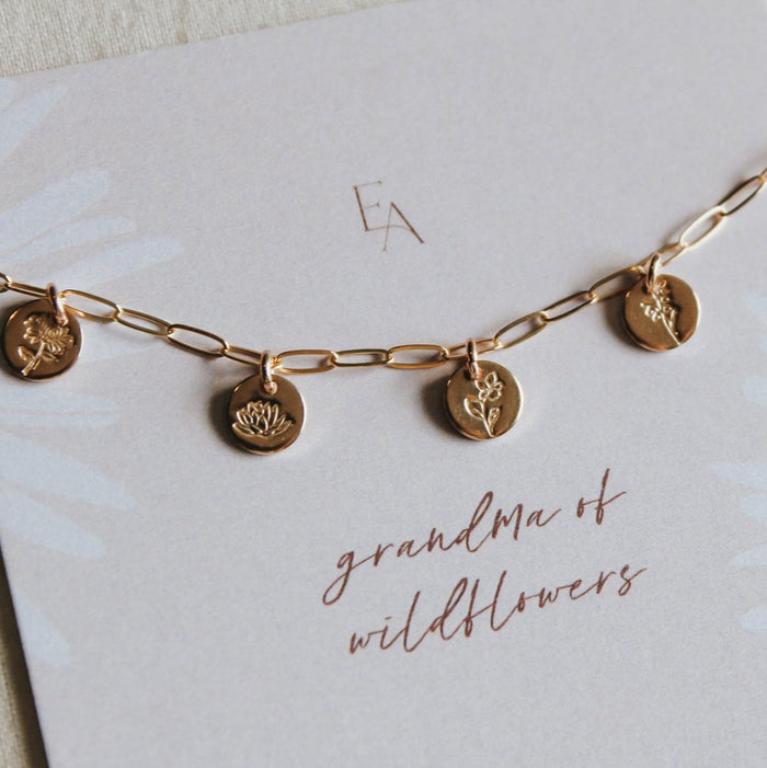 Grandma of Wildflowers Charm Bracelet