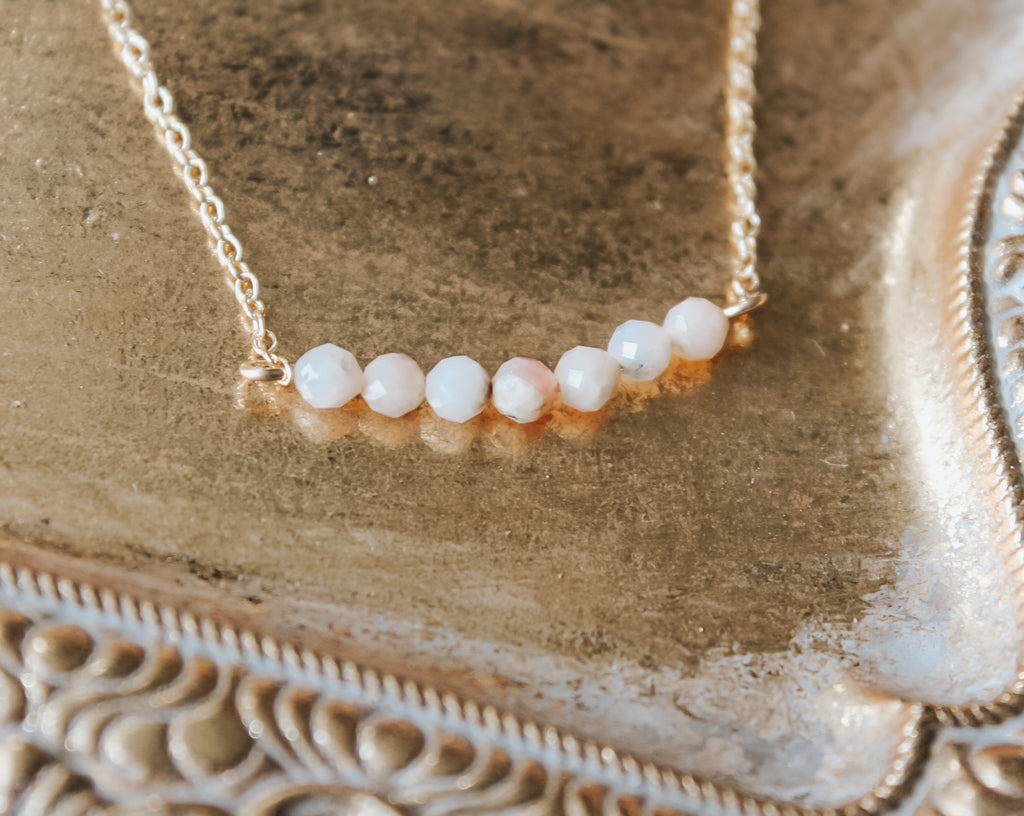Pink Opal Curved Necklace