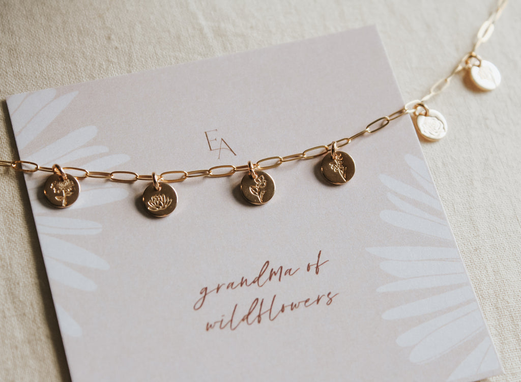 Grandma of Wildflowers Charm Bracelet