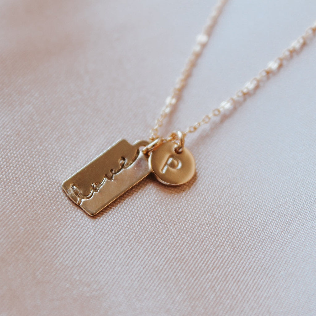 Love Bar Initial Necklace