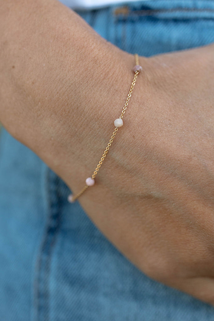 Pink Opal Chain Bracelet