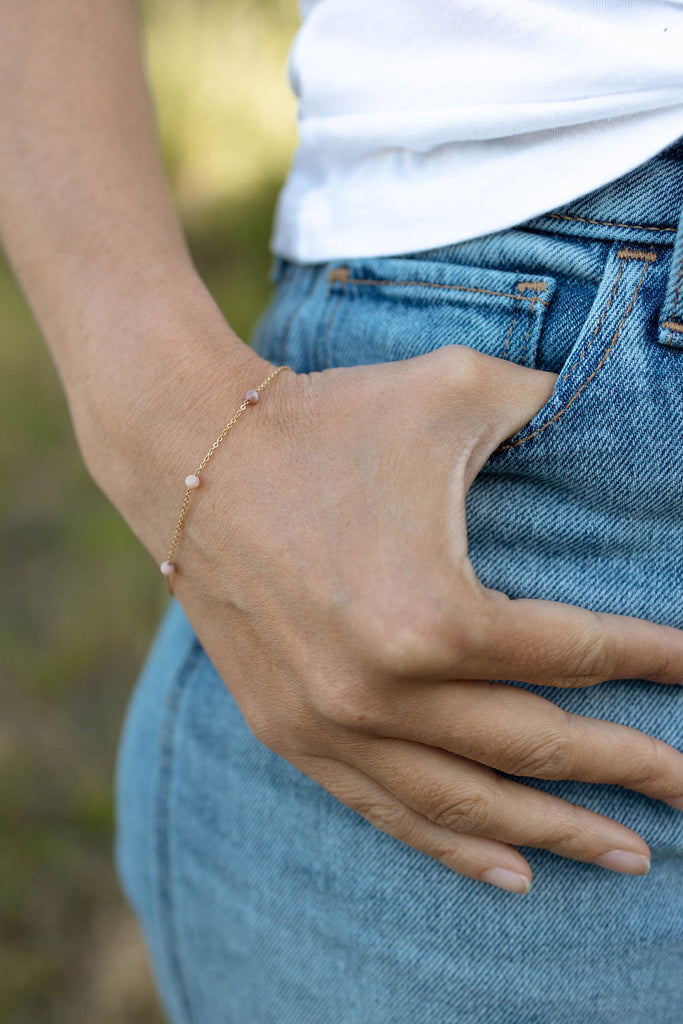 Pink Opal Chain Bracelet