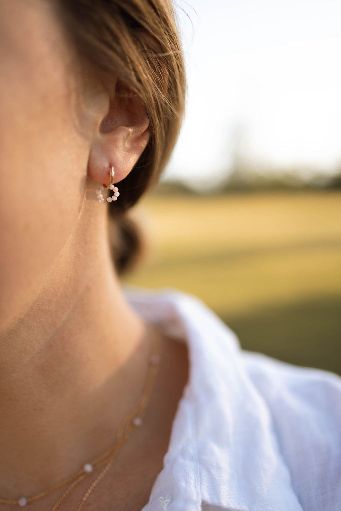 Pink Opal Hoop Earrings