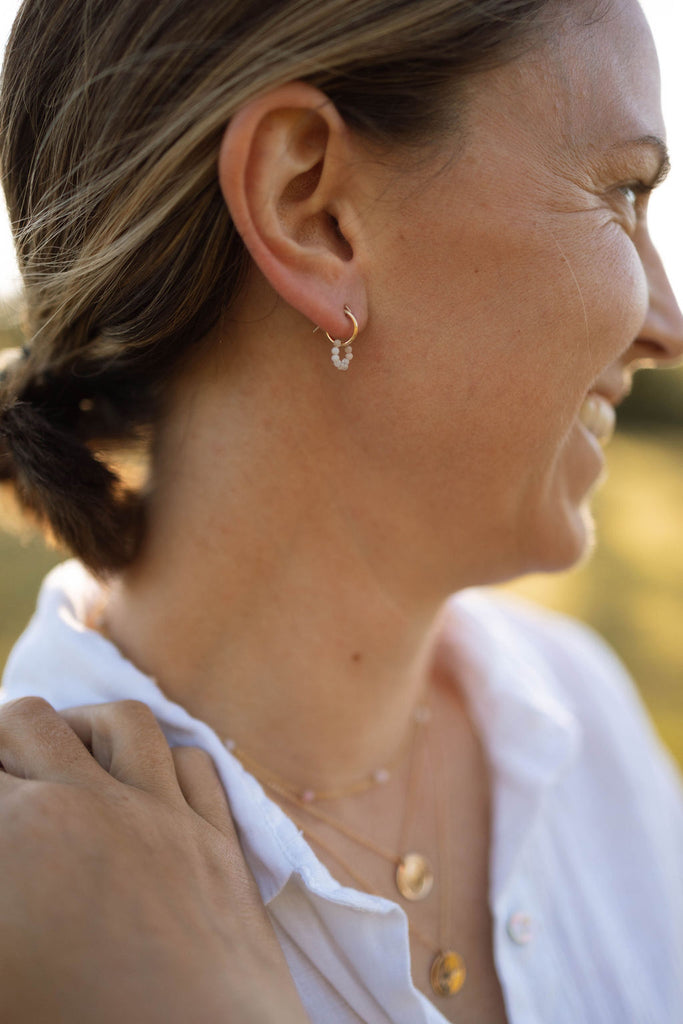 Pink Opal Hoop Earrings