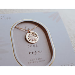June Birth Flower Necklace - Rose