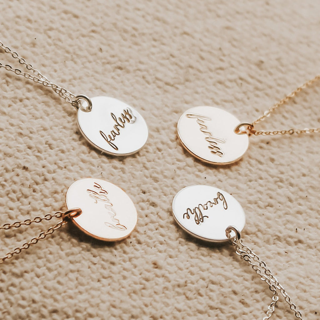 Breathe Script Necklace