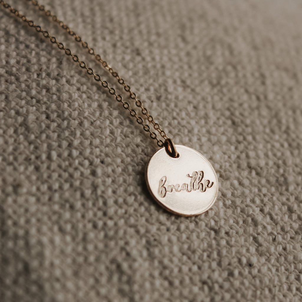 Breathe Script Necklace