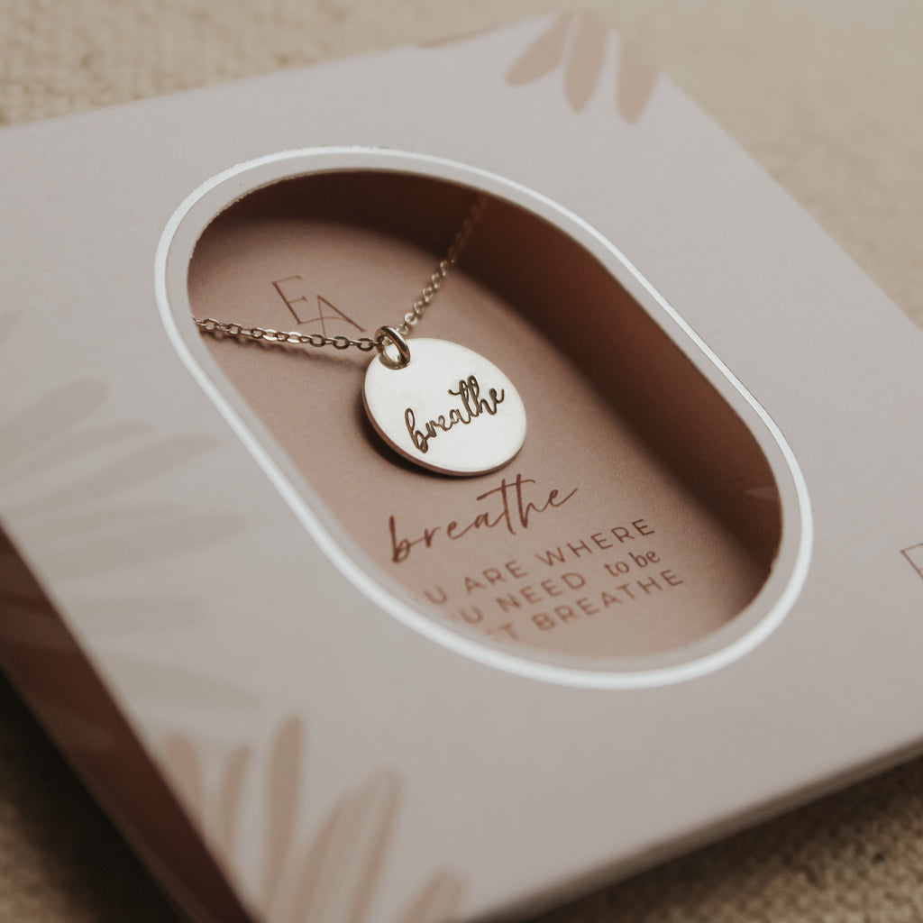 Breathe Script Necklace