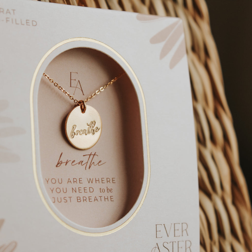 Breathe Script Necklace