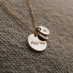 Mama Script Initial Necklace